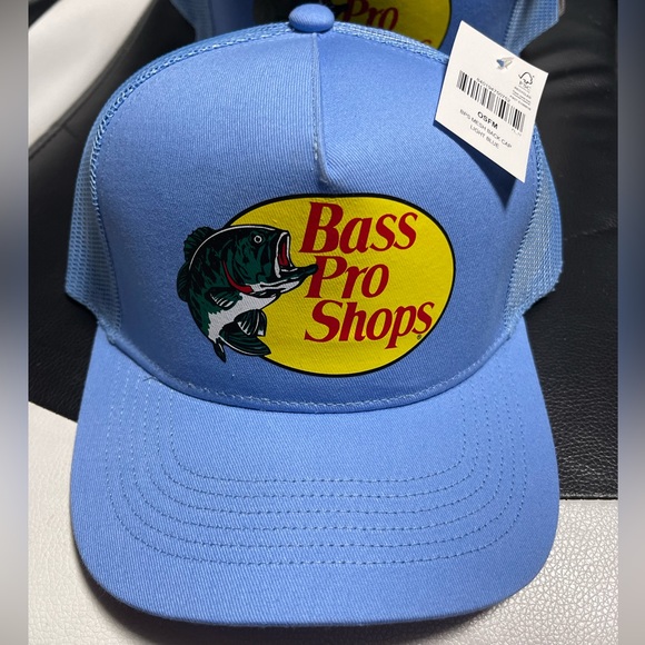 Bass Pro Shops Hat Logo Mesh Fishing Hunting Trucker Cap Snapback Light BLUE NEW - Picture 1 of 1